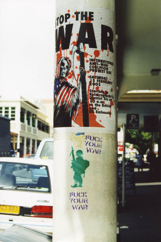 anti war graffiti. anti war stencil – cape town
